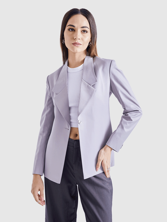 Single-Buttoned Blazer- Grey