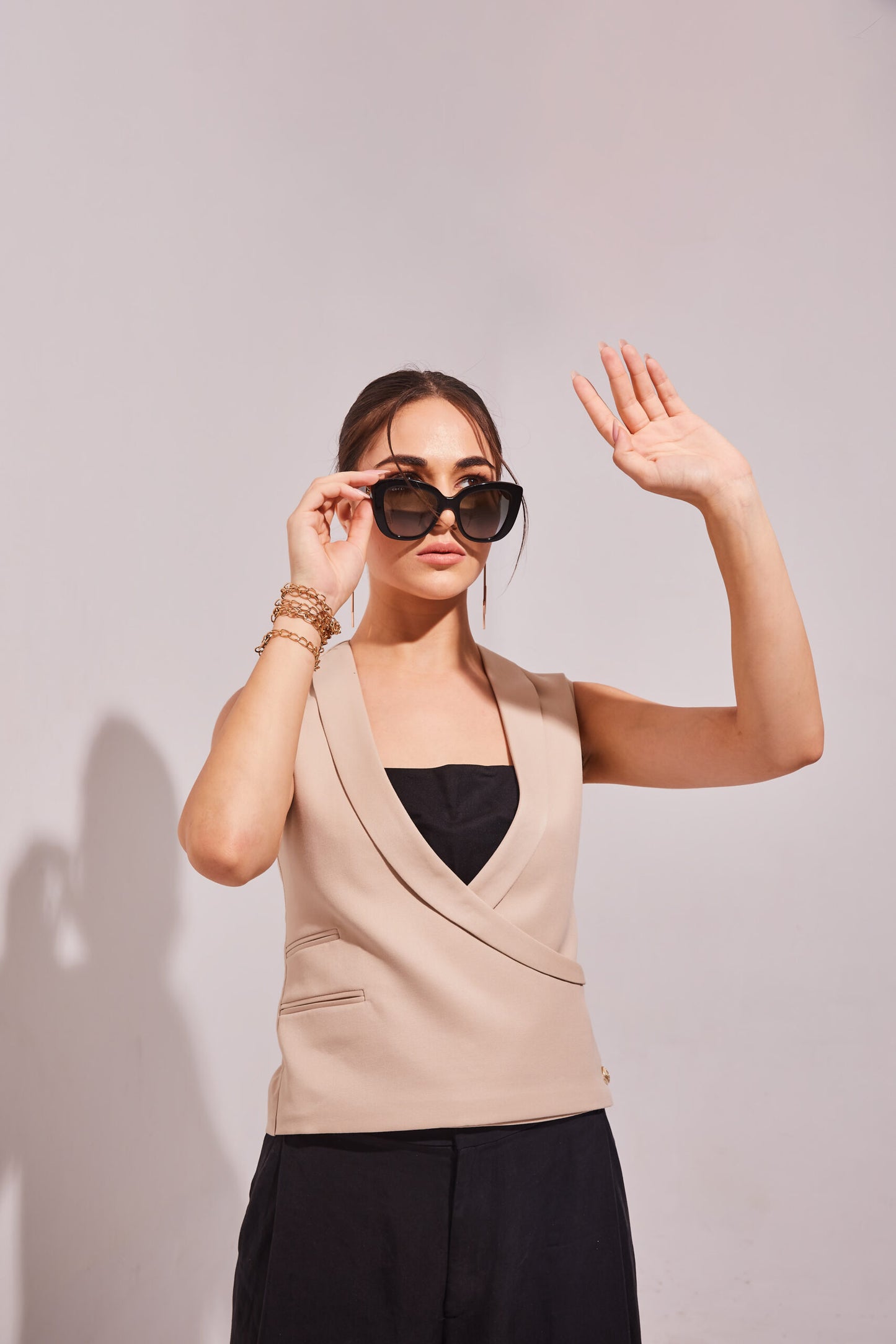 Overlap Waistcoat- Beige