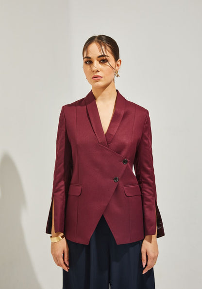 Asymmetrical Blazer- Wine