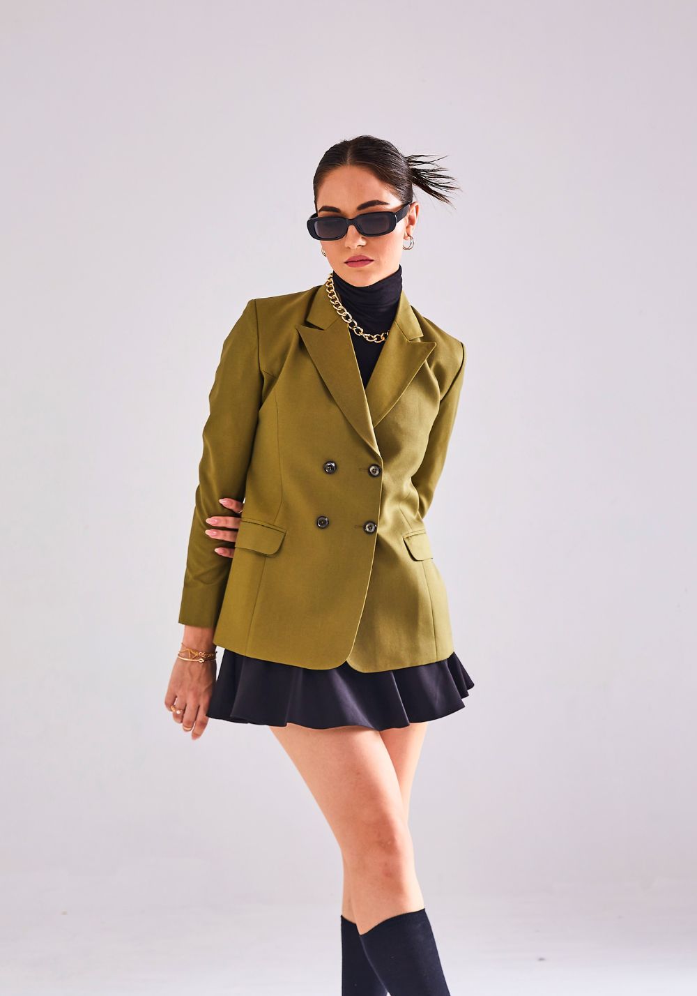 Double Breasted Blazer- Olive Green