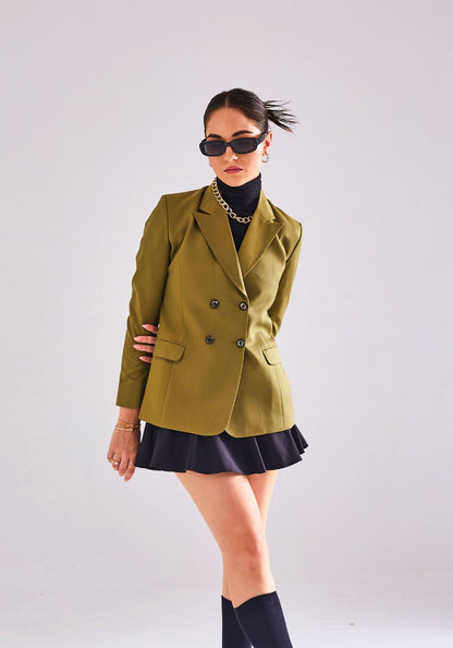 Double Breasted Blazer- Olive Green
