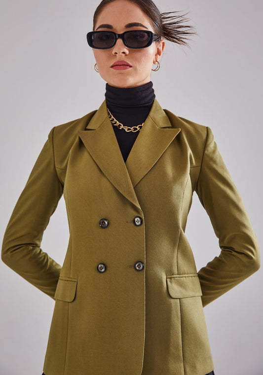 Double Breasted Blazer- Olive Green