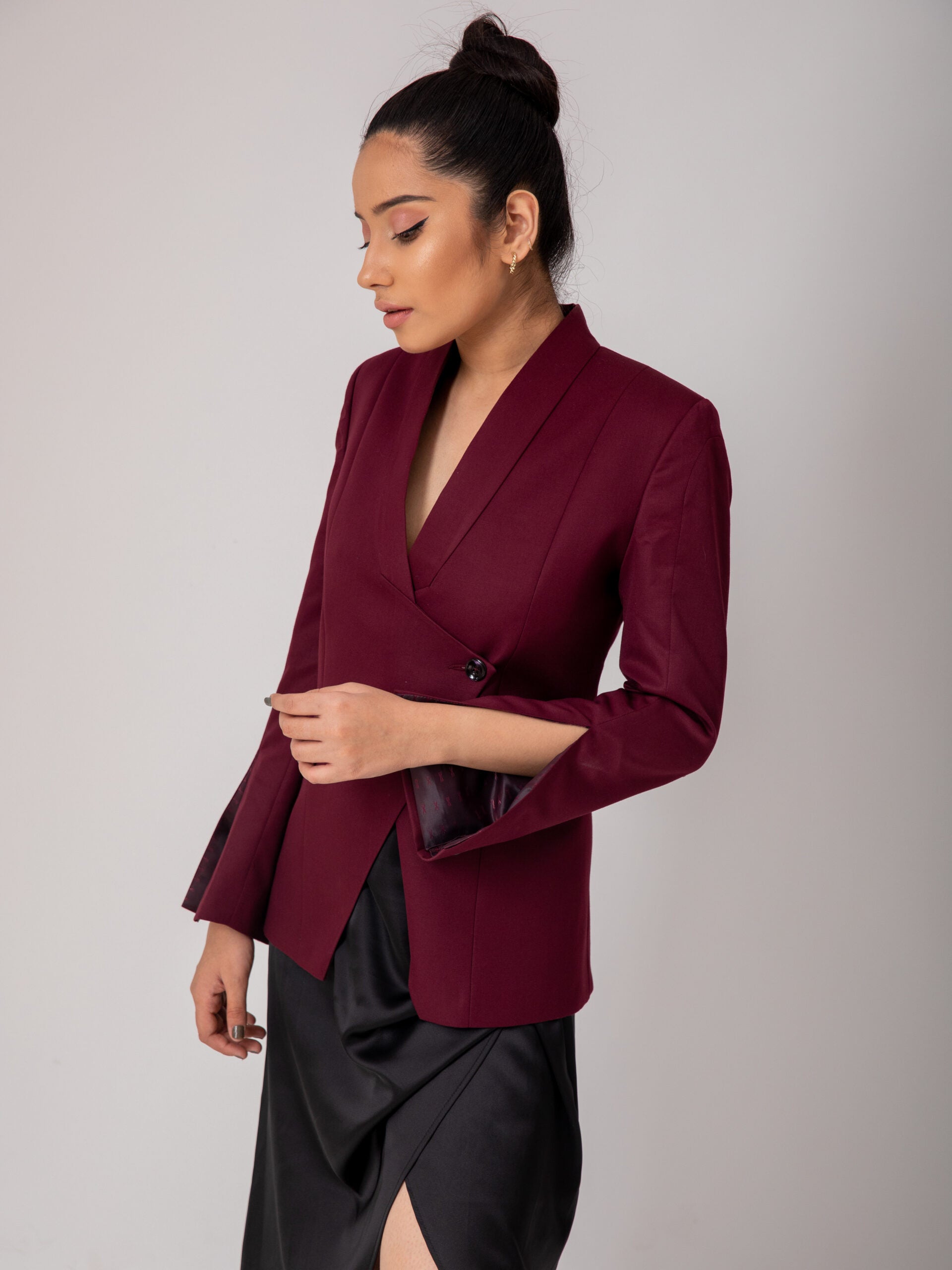 Asymmetrical Blazer- Wine