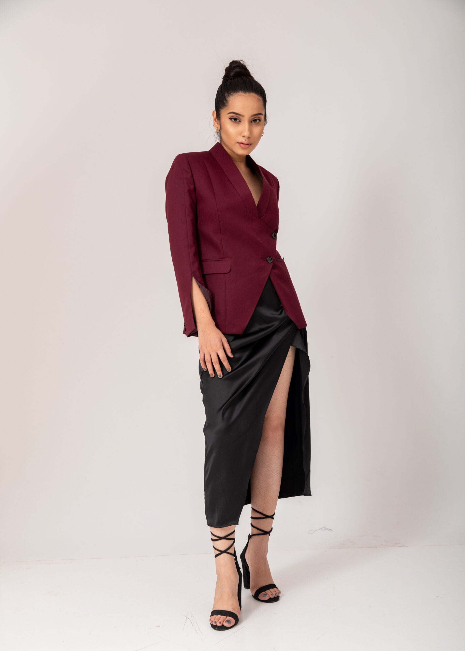 Asymmetrical Blazer- Wine