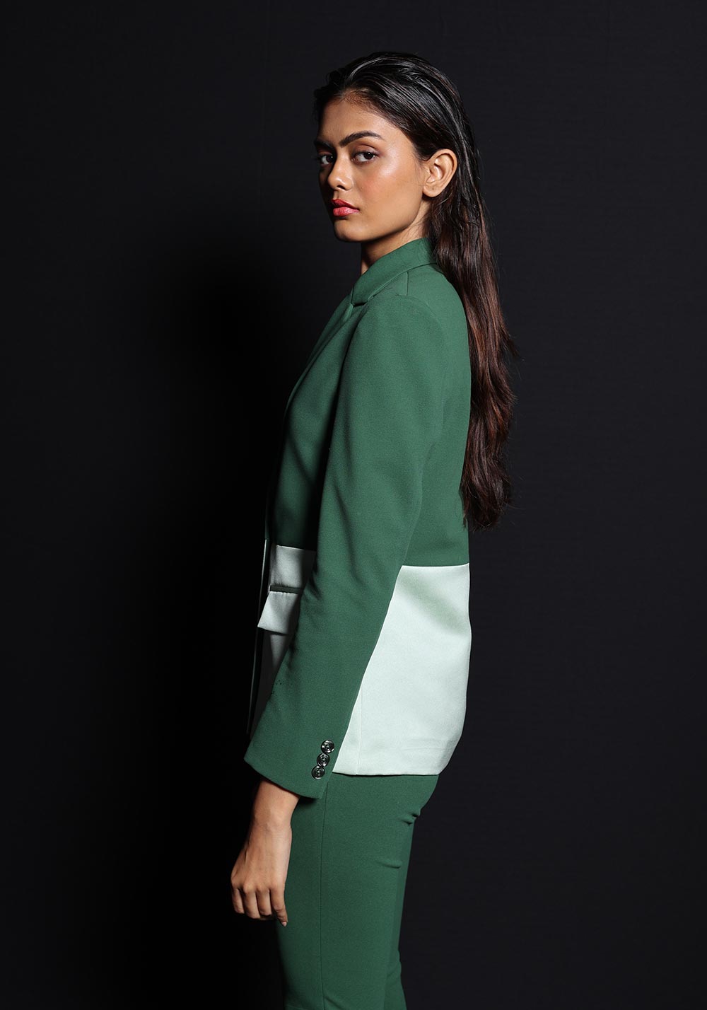 Horizontal half and half suit
