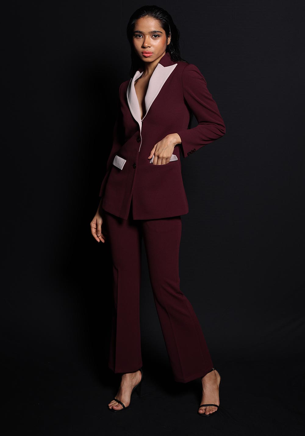 Blazer set with patchwork