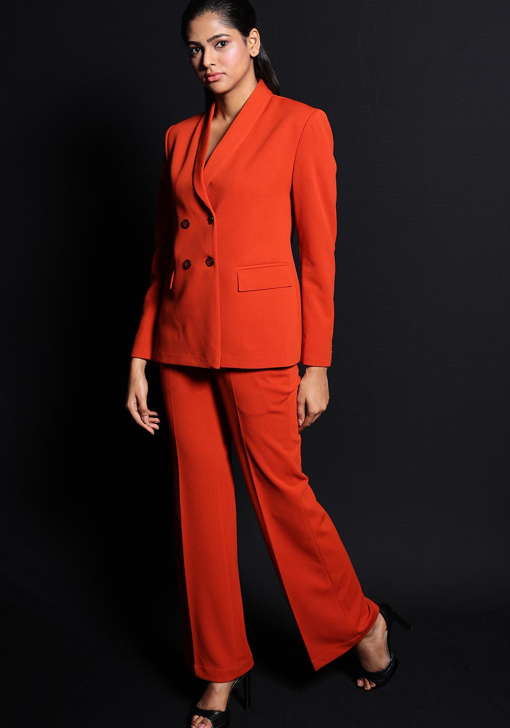 Double breasted power suit