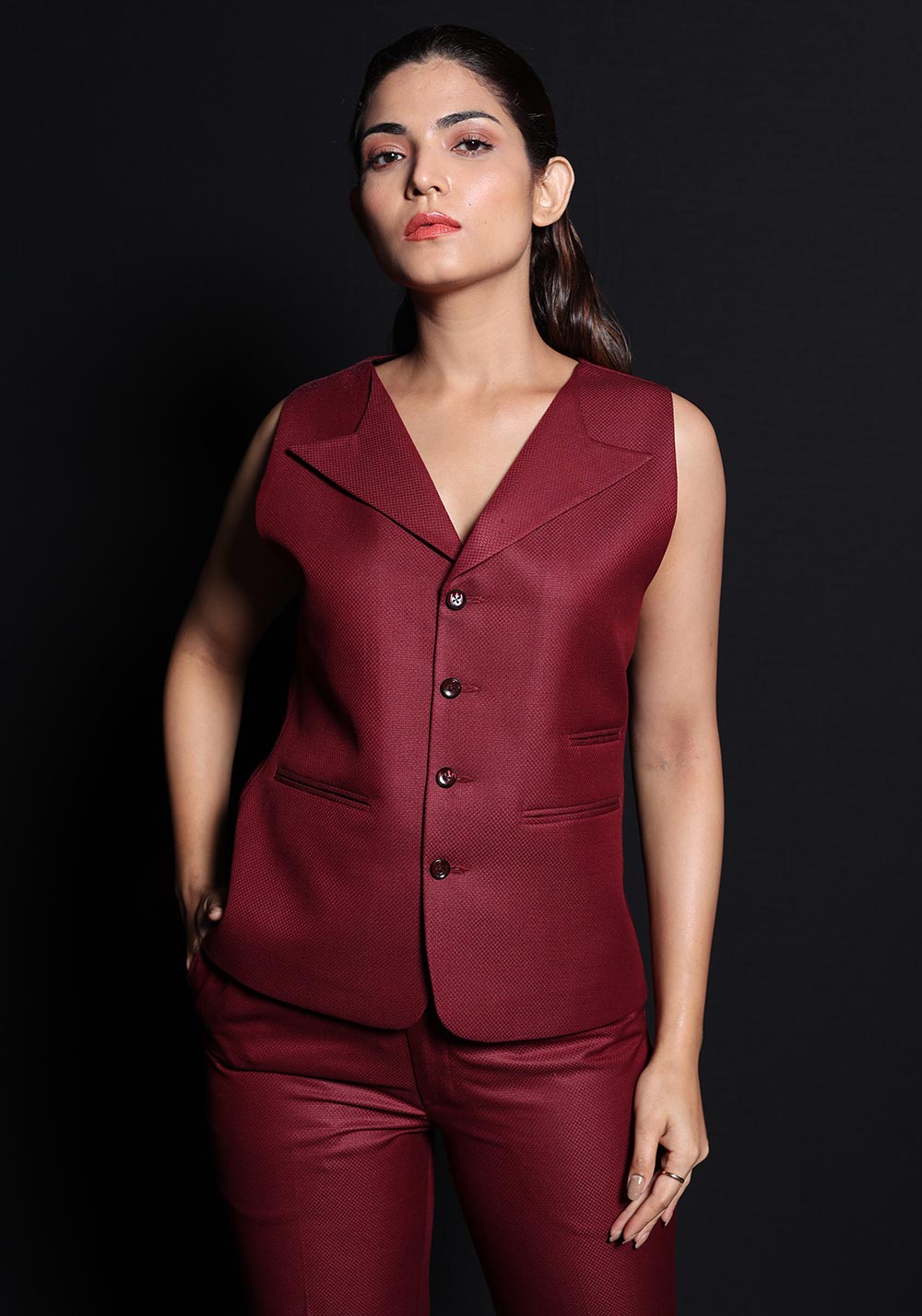Classic Waistcoat Set- Maroon