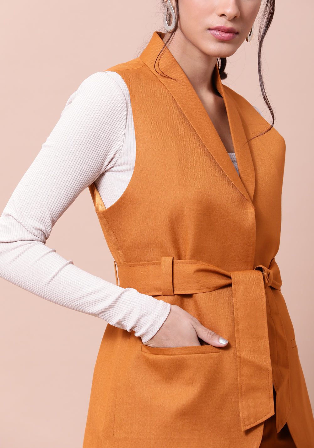 Tie- Up Waistcoat- Mustard