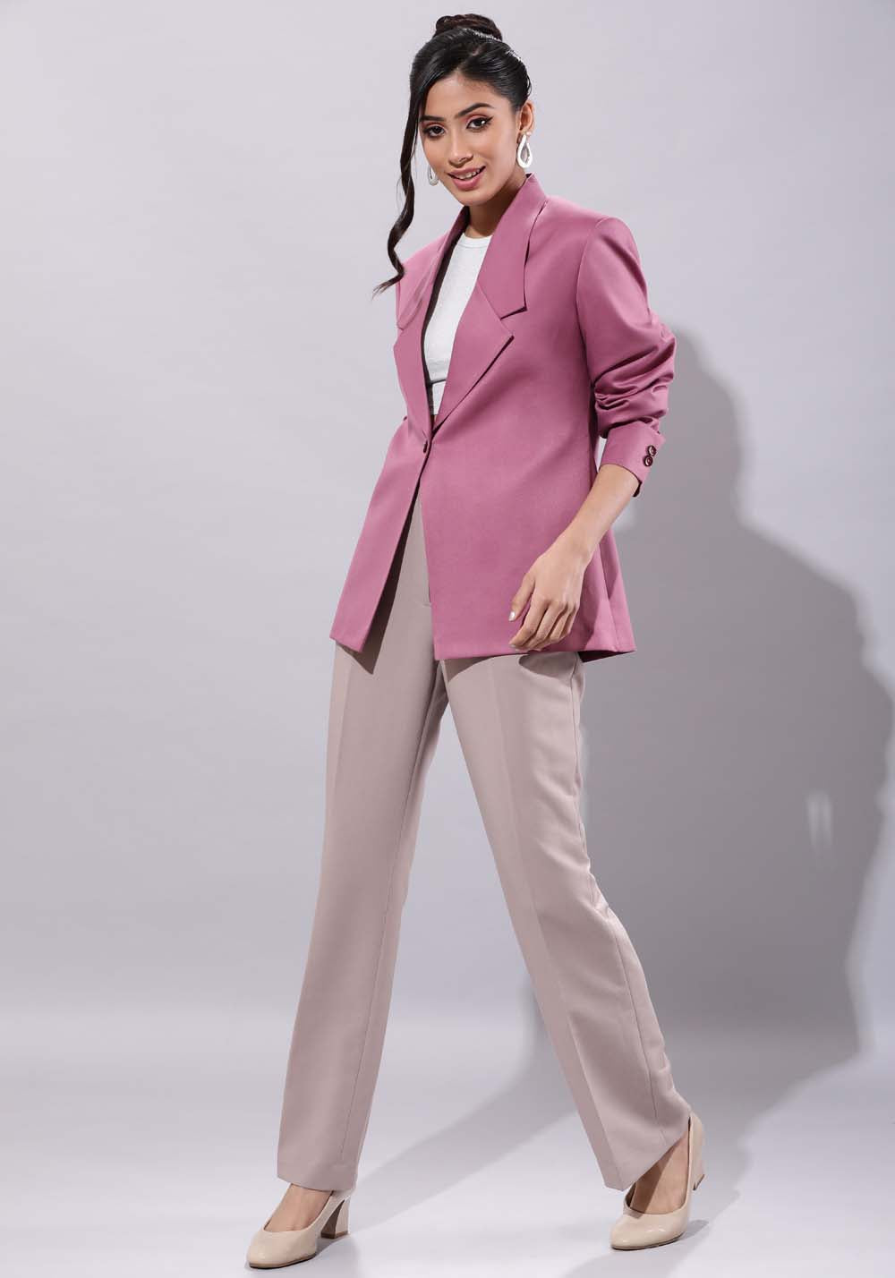Single-Buttoned Blazer- Mauve