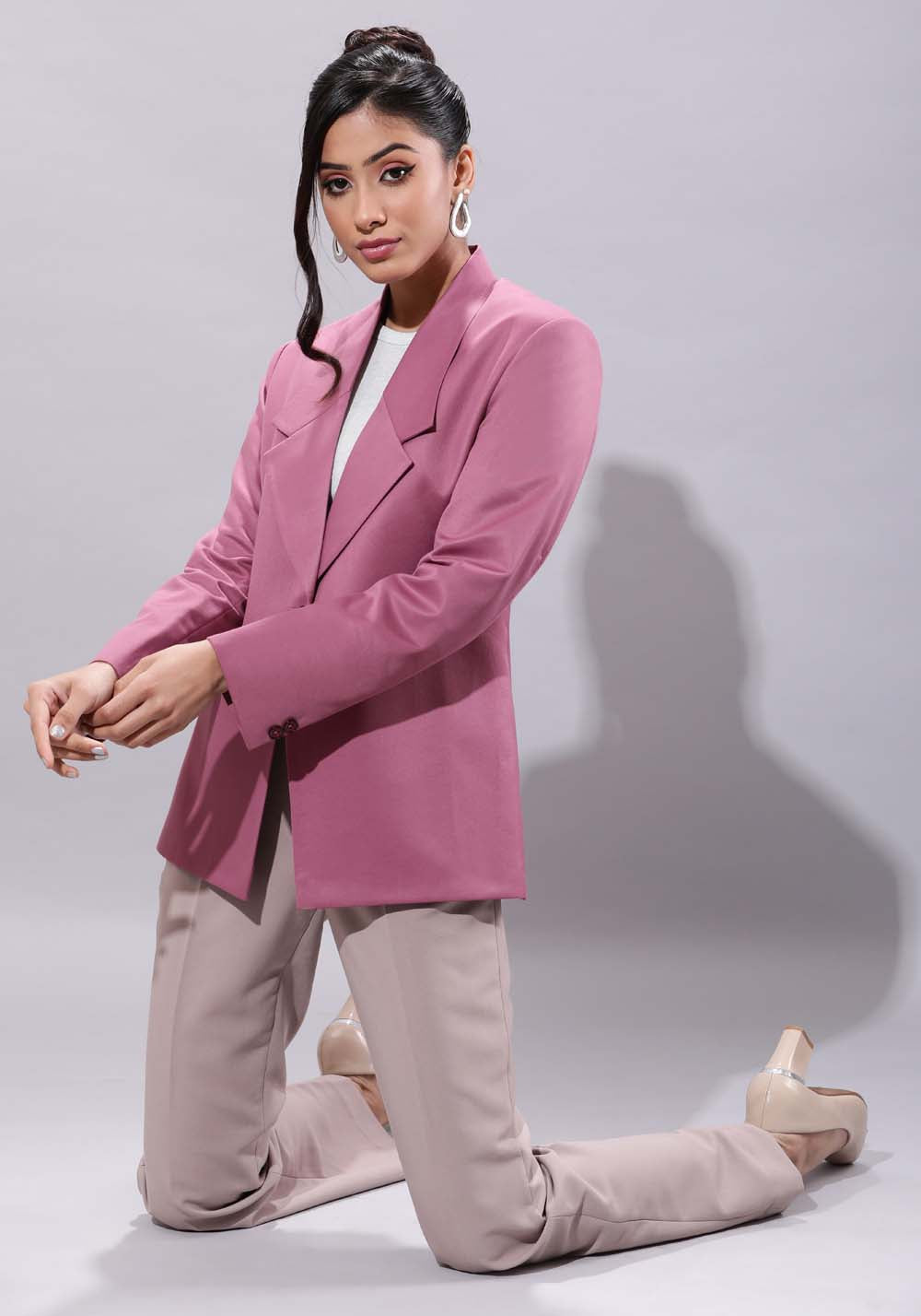Single-Buttoned Blazer- Mauve