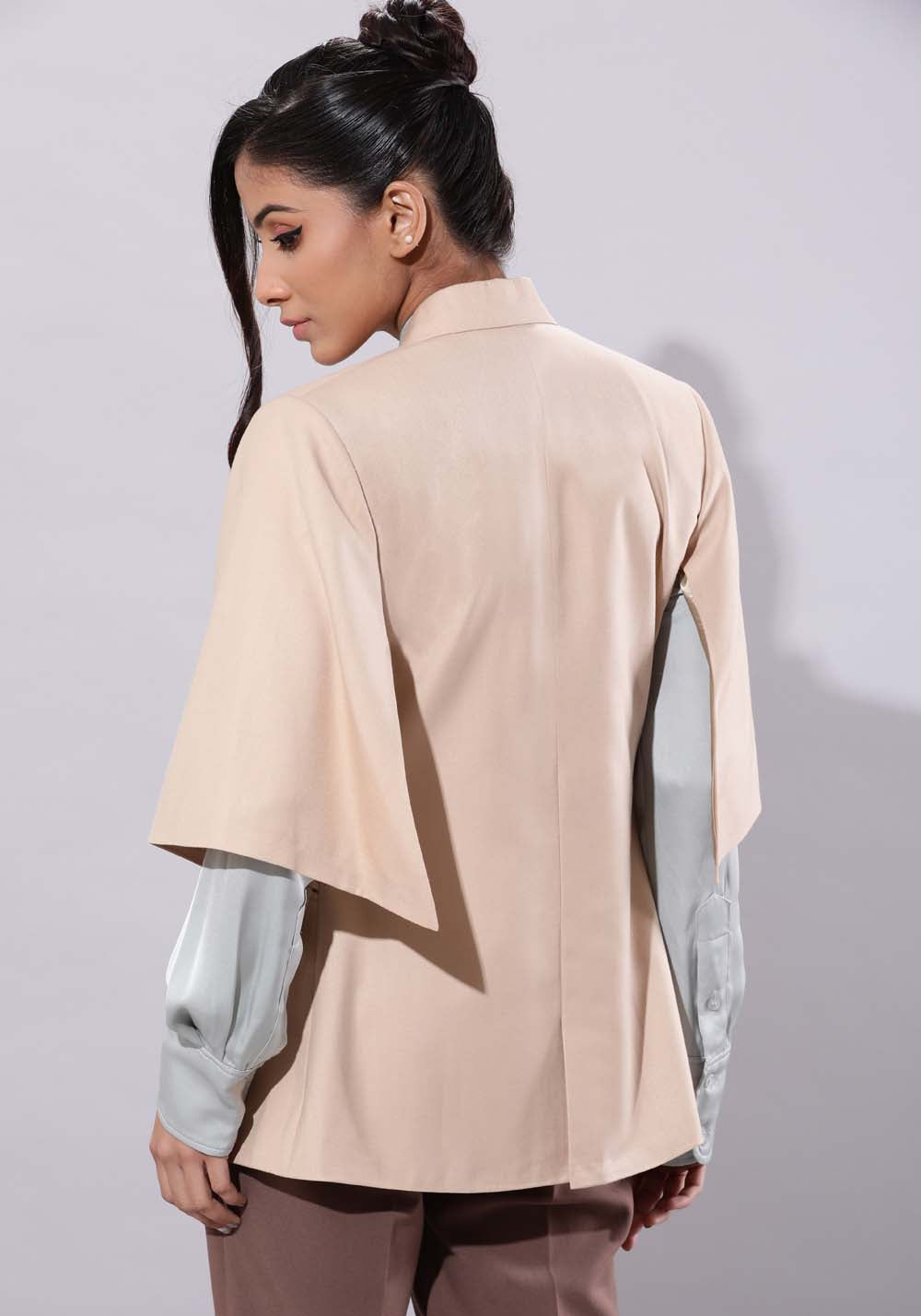 Slit Sleeves Blazer- Beige