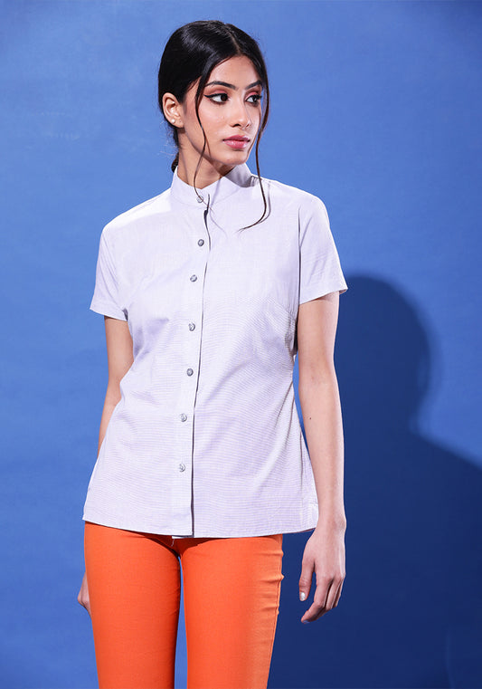 Half- Sleeved Formal Shirt- Grey