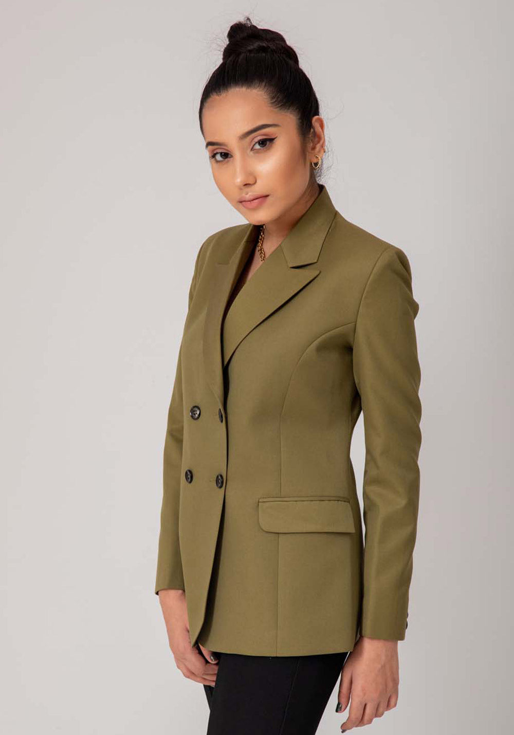 Double Breasted Blazer- Olive Green