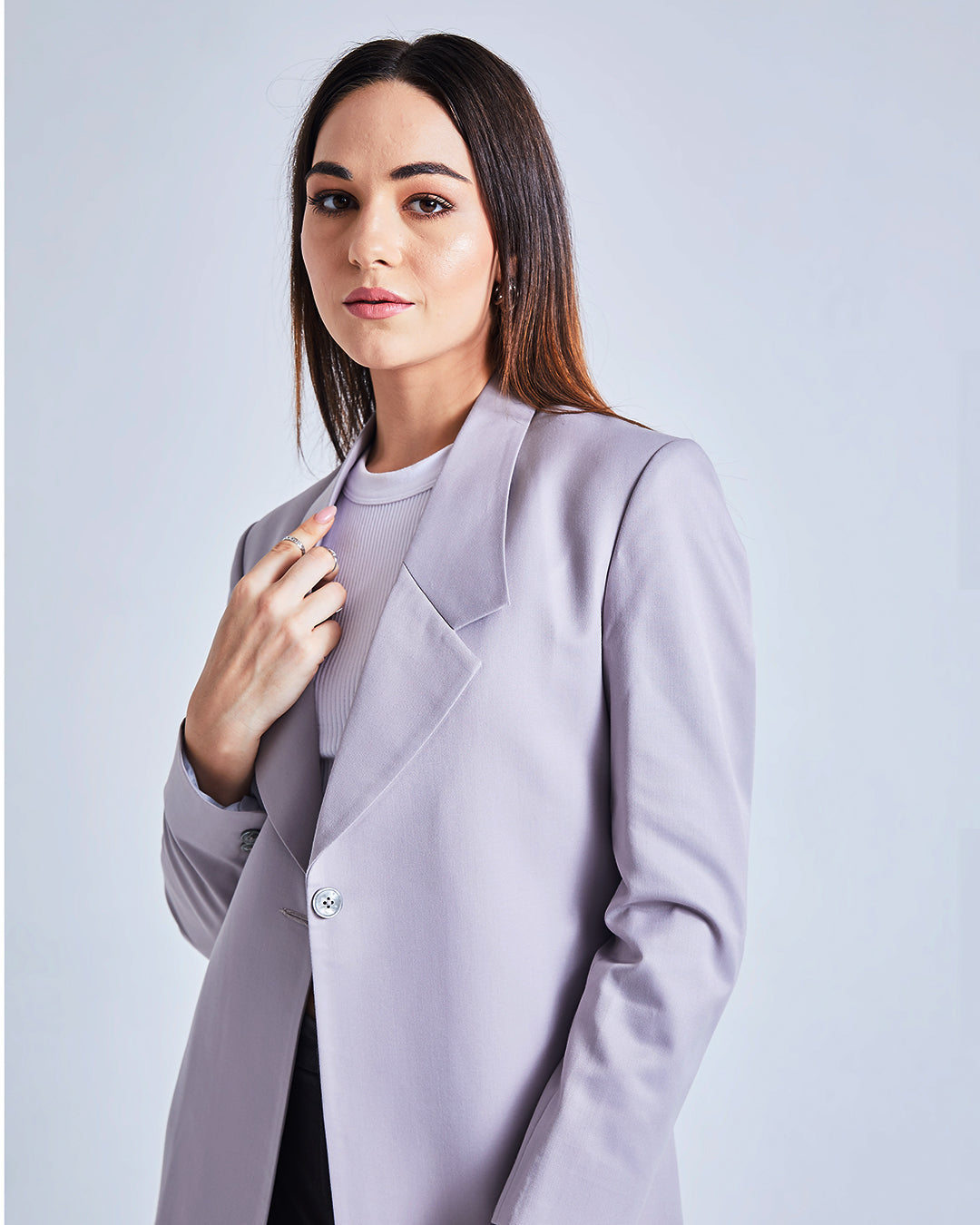 Single-Buttoned Blazer- Grey
