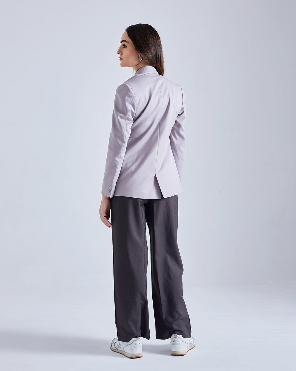 Single-Buttoned Blazer- Grey