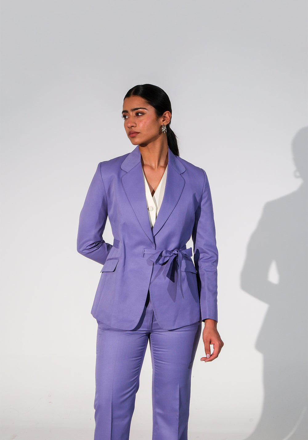 Women's  lilac tie-up business suit