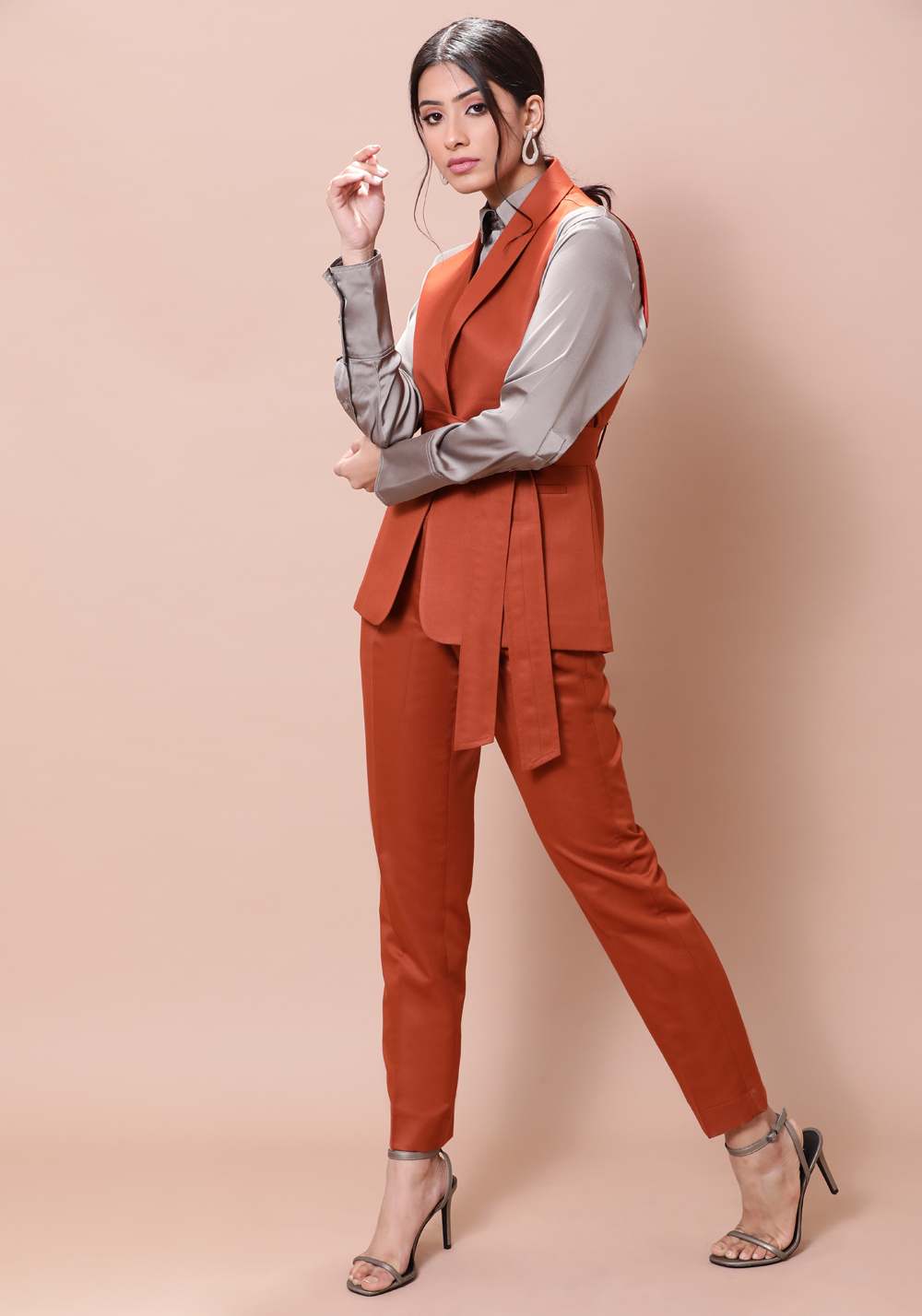 Tie- Up Waistcoat Set- Rusty Orange