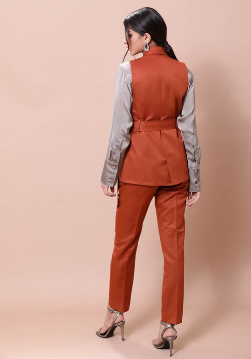 Tie-Up Waistcoat- Rusty Orange