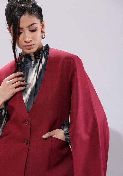 Women's Wine Cape Blazer